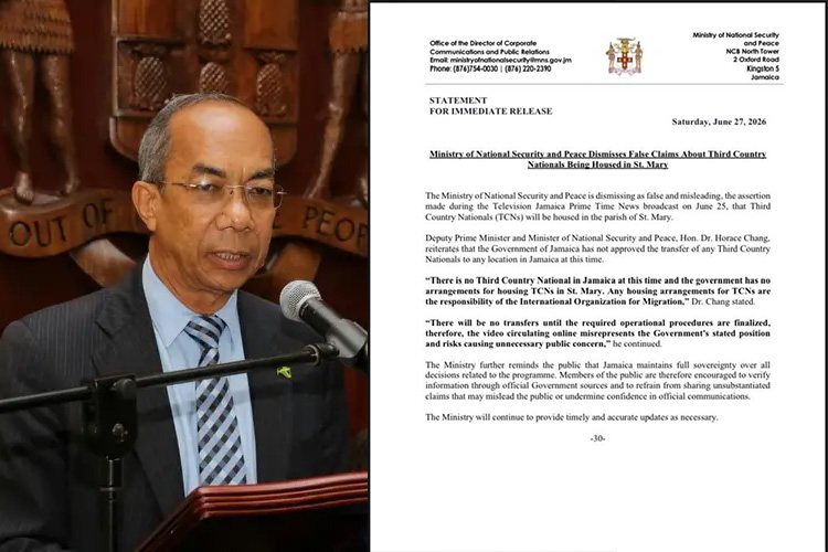 Horace Chang Denies Claims That Jamaica Will Be Housing Third-Country Nationals in St. Mary